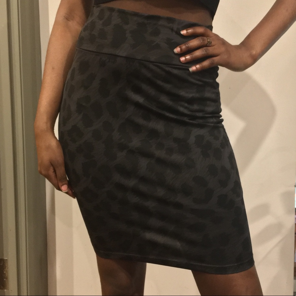 Leopard Pencil Satin Skirt